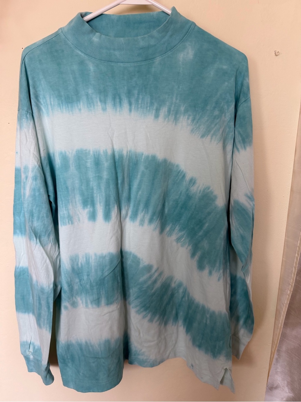 NWT PINK Victoria's Secret Teal Tie-Dye Mock Neck Long Sleeve Top